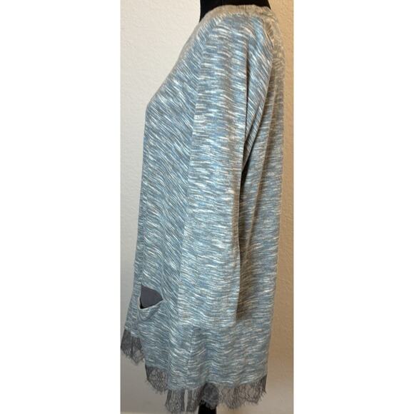 LOGO by Lori Goldstein Slub Knit Tunic with Lace Trim and Pockets Size XL - Picture 3 of 5